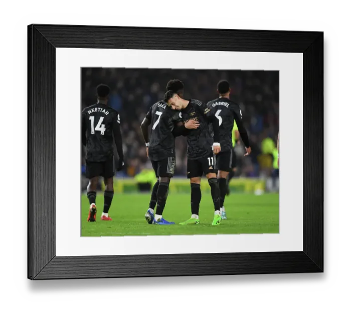 Framed Print : Arsenal's Unstoppable Duo: Martinelli and Saka Celebrate Four-Goal Lead Against Brighton (2022-23) Framed Print : Arsenal's Unstoppable Duo: Martinelli and Saka Celebrate Four-Goal Lead Against Brighton (2022-23)