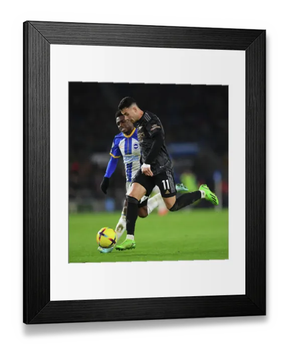 Framed Print : Martinelli's Brilliant Performance: Arsenal Crush Brighton 4-0 in Premier League Showdown