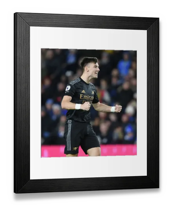 Framed Print : Arsenal's Martinelli Scores Fourth Goal: Brighton vs Arsenal, Premier League 2022-23 - Kieran Tierney Celebrates