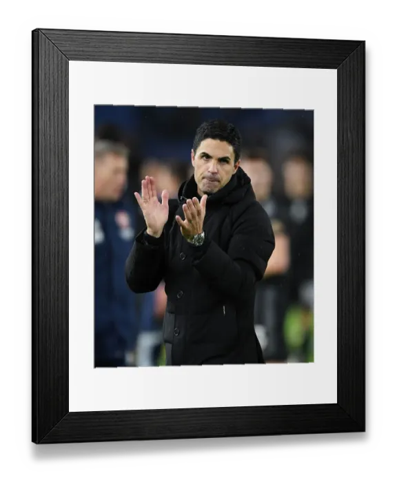 Framed Print : Mikel Arteta Applauding Arsenal Fans after Brighton Victory - Premier League 2022-23