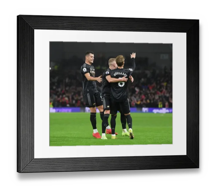 Framed Print : Martin Odegaard and Teammates Celebrate Goal Against Brighton & Hove Albion in 2022-23 Premier League