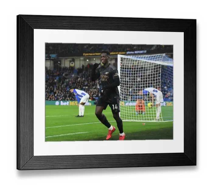 Framed Print : Eddie Nketiah's Hat-Trick: Arsenal Claims Victory over Brighton in Premier League 2022-23