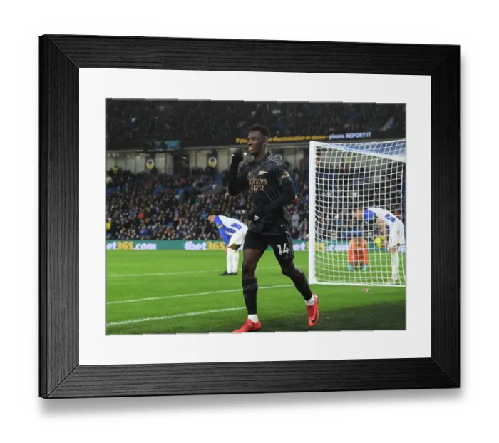 Framed Print : Eddie Nketiah Hat-Trick: Arsenal Tops Brighton in Premier League 2022-23