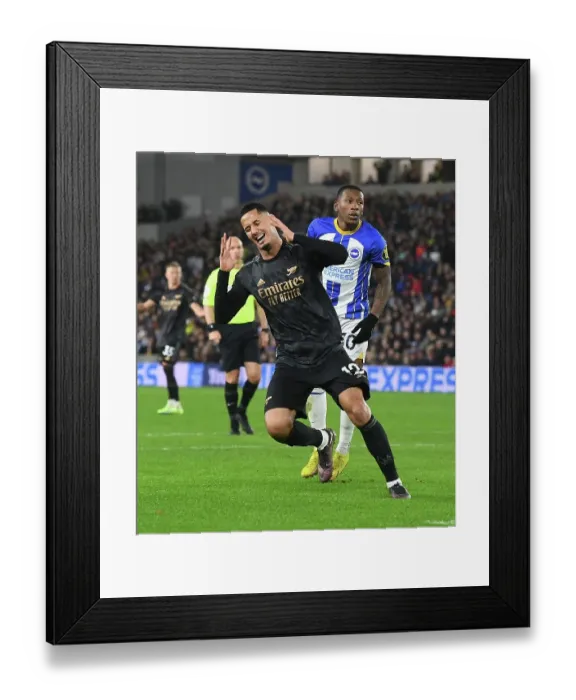 Framed Print : Arsenal's William Saliba Squanders Chance in Brighton & Hove Albion Showdown (Premier League 2022-23)
