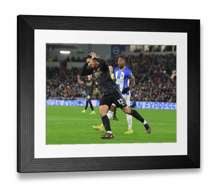 Framed Print : Saliba's Wide Shot: Arsenal vs. Brighton, Premier League 2022-23 Framed Print : Saliba's Wide Shot: Arsenal vs. Brighton, Premier League 2022-23