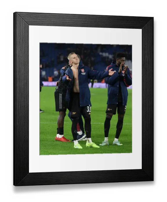 Framed Print : Zinchenko's Victory Celebration with Arsenal Fans: Brighton 2022