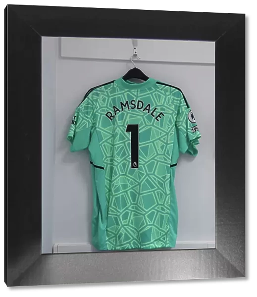 Arsenal's Ramsdale Jersey in Arsenal Changing Room Before Brighton Match (2022-23)