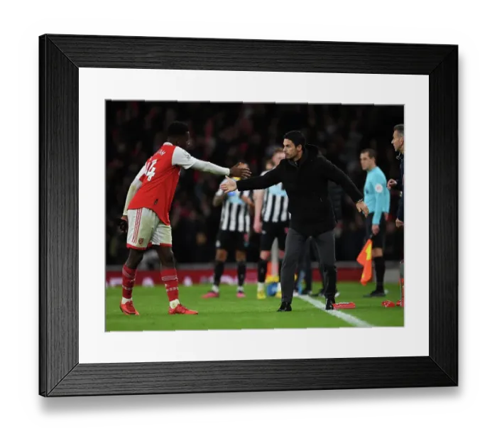 Framed Print : Arsenal Manager Mikel Arteta Guides Eddie Nketiah during Arsenal vs Newcastle United, Premier League 2022-23 Framed Print : Arsenal Manager Mikel Arteta Guides Eddie Nketiah during Arsenal vs Newcastle United, Premier League 2022-23