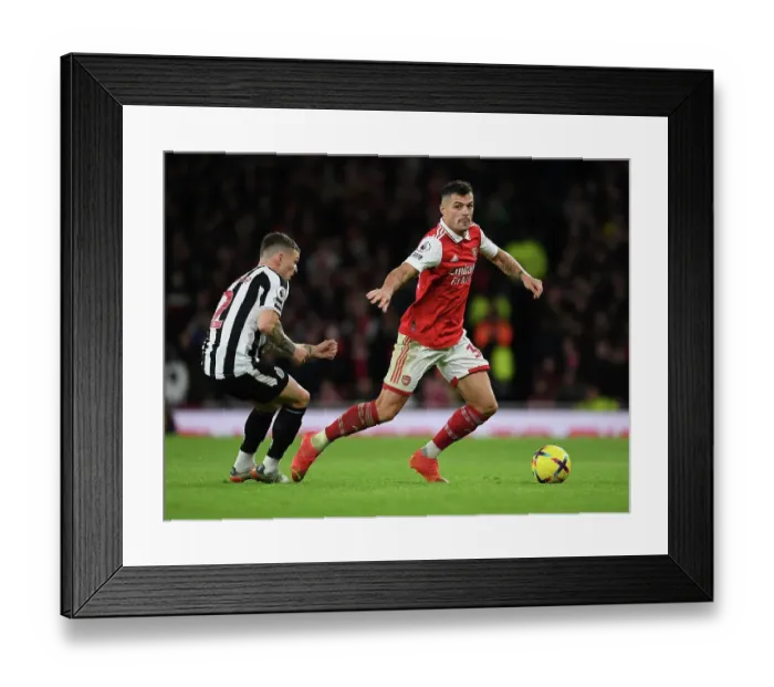 Framed Print : Xhaka's Thrilling Surge: Arsenal's Game-Changing Moment vs Newcastle United, Premier League 2022-23