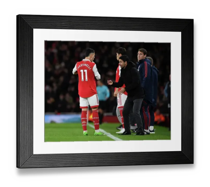 Framed Print : Arsenal Manager Mikel Arteta Guides Gabriel Martinelli during Arsenal vs Newcastle United, Premier League 2022-23 Framed Print : Arsenal Manager Mikel Arteta Guides Gabriel Martinelli during Arsenal vs Newcastle United, Premier League 2022-23