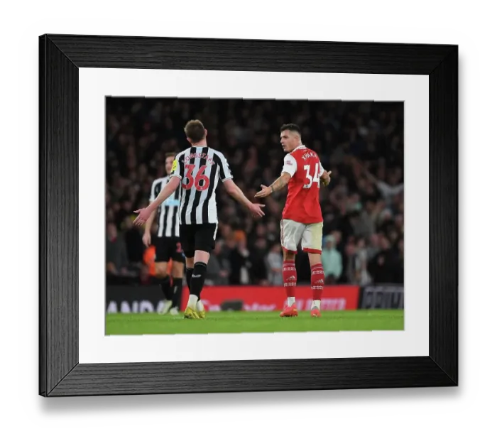 Framed Print : Intense Conversation: Xhaka and Longstaff Deep in Thought during Arsenal vs. Newcastle Clash (2022-23) Framed Print : Intense Conversation: Xhaka and Longstaff Deep in Thought during Arsenal vs. Newcastle Clash (2022-23)