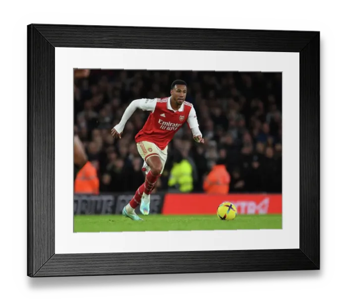 Framed Print : Gabriel Takes on Newcastle United in Premier League Clash at Emirates Stadium
