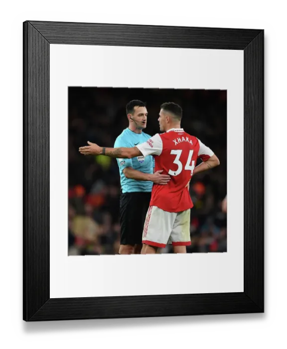 Framed Print : Arsenal's Xhaka Argues with Referee during Arsenal v Newcastle United, Premier League 2022-23 Framed Print : Arsenal's Xhaka Argues with Referee during Arsenal v Newcastle United, Premier League 2022-23