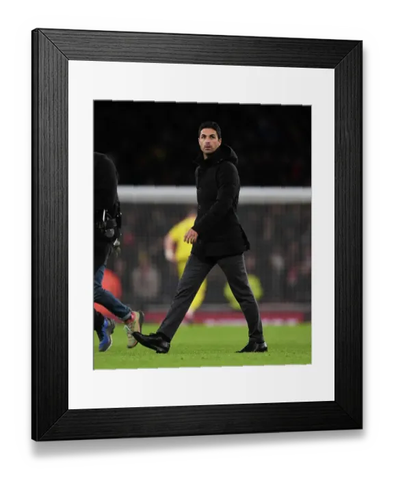 Framed Print : Arsenal's Mikel Arteta Reacts After Hard-Fought Arsenal FC vs Newcastle United Premier League Match, London 2023