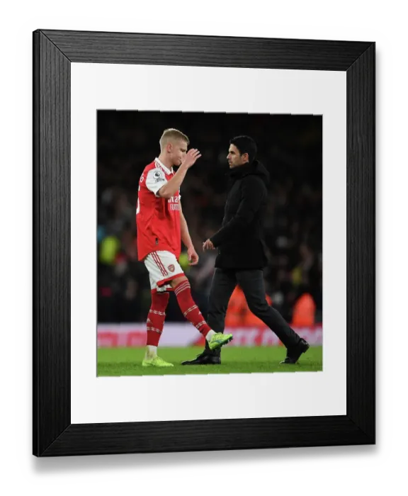 Framed Print : Arsenal's Frustration: Mikel Arteta and Oleksandr Zinchenko After Arsenal v Newcastle United (January 2023)