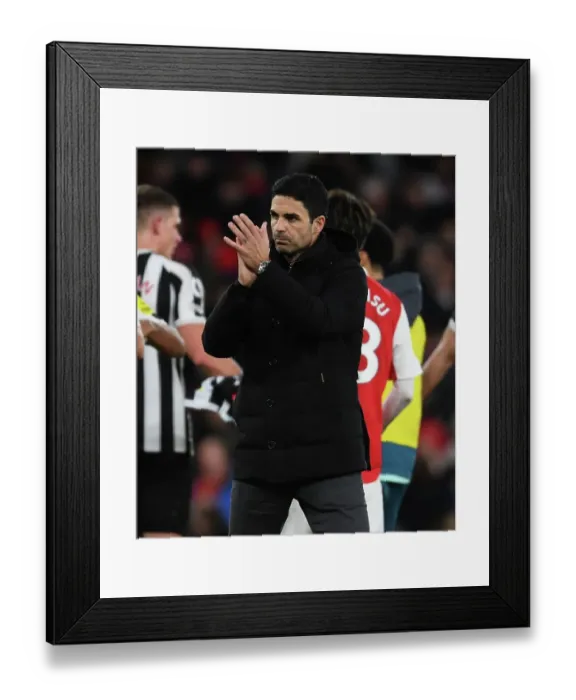 Framed Print : Arsenal's Mikel Arteta Celebrates Win Against Newcastle United in Premier League