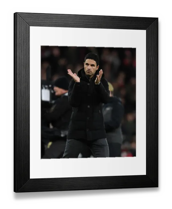 Framed Print : Arsenal's Mikel Arteta Celebrates with Fans After Hard-Fought Victory Over Newcastle United