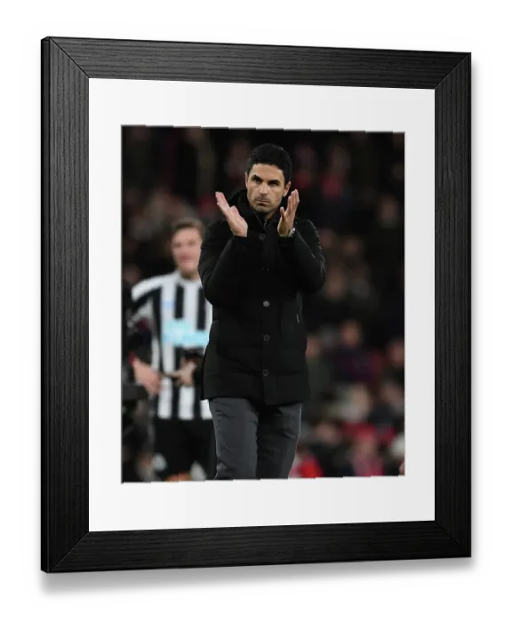 Framed Print : Arsenal's Mikel Arteta Celebrates Victory Over Newcastle United in Premier League