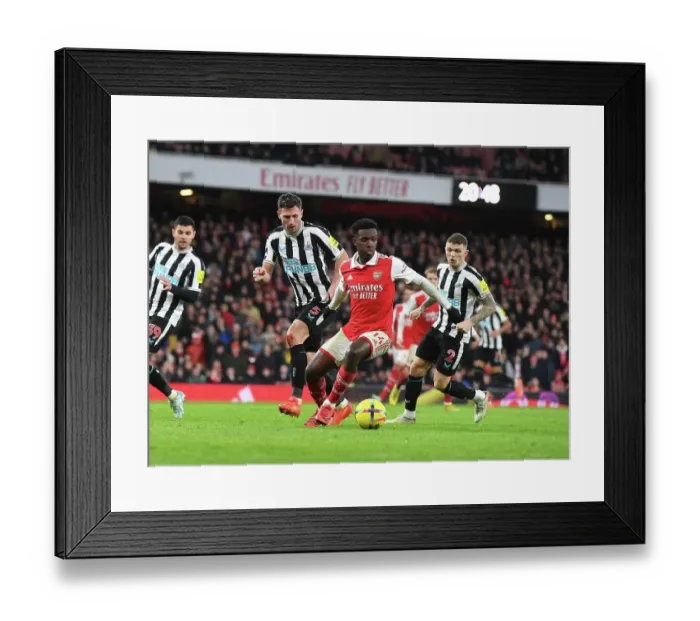 Framed Print : Intense Battle: Nketiah vs. Schar in Arsenal's Premier League Clash