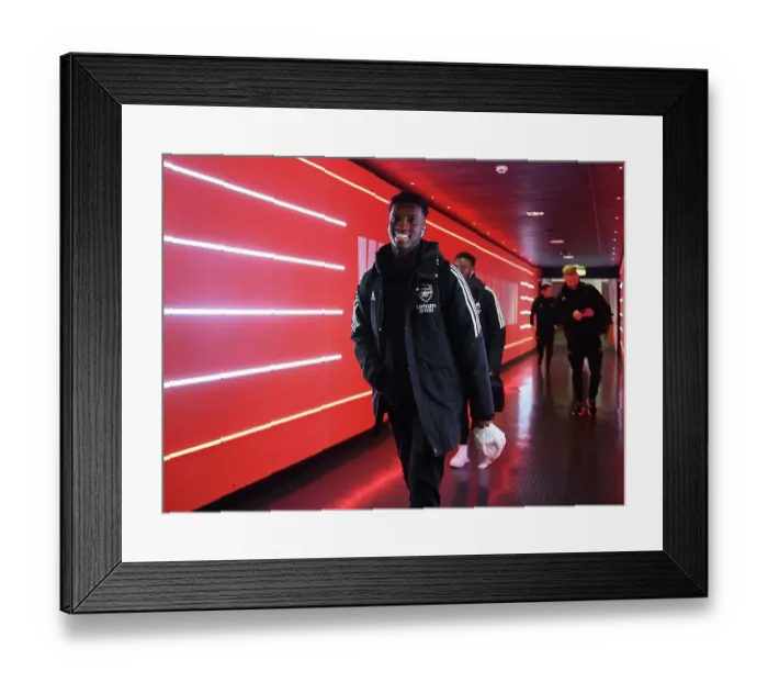 Framed Print : Arsenal's Eddie Nketiah Prepares for Newcastle United Clash in Premier League Framed Print : Arsenal's Eddie Nketiah Prepares for Newcastle United Clash in Premier League