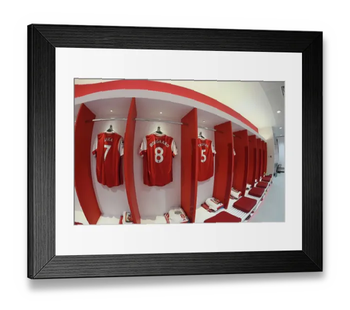 Framed Print : Arsenal FC: Saka and Odegaard Gear Up in Emirates Changing Room Ahead of Arsenal v Newcastle United (2022-23)