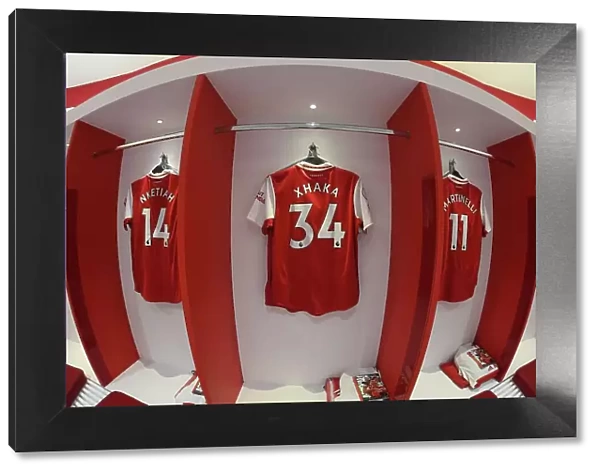 Arsenal FC: Granit Xhaka's Empty Shirt in Arsenal Changing Room Before Arsenal v Newcastle United (2022-23)