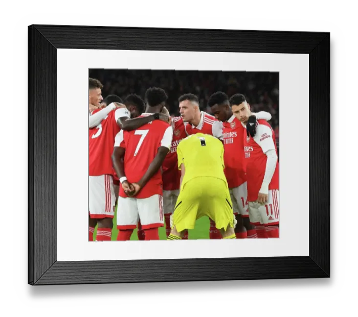 Framed Print : Granit Xhaka Inspires Arsenal Team Before Newcastle United Match (2022-23) Framed Print : Granit Xhaka Inspires Arsenal Team Before Newcastle United Match (2022-23)
