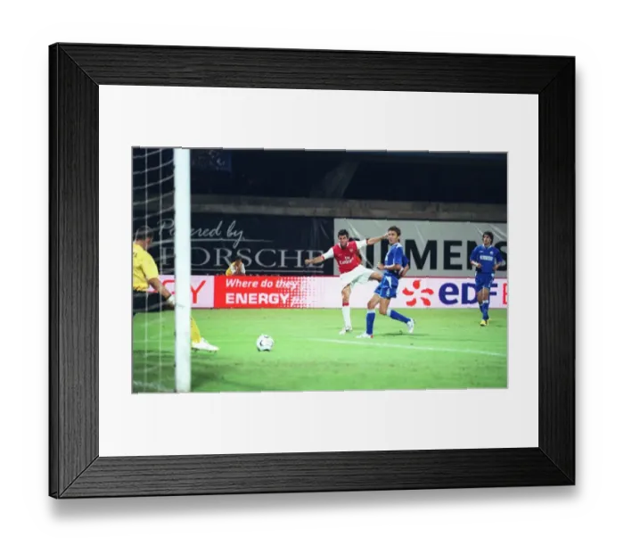 Framed Print : Cesc Fabregas Scores First Arsenal Goal in Champions League: 3-0 Over Dinamo Zagreb