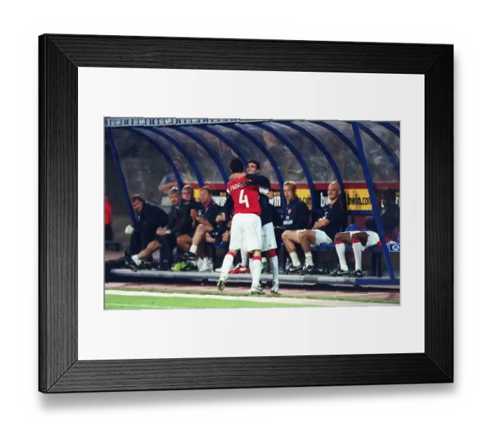 Framed Print : Cesc Fabregas celebrates scoring the 1st Arsenal goal with Jose Reyas Framed Print : Cesc Fabregas celebrates scoring the 1st Arsenal goal with Jose Reyas
