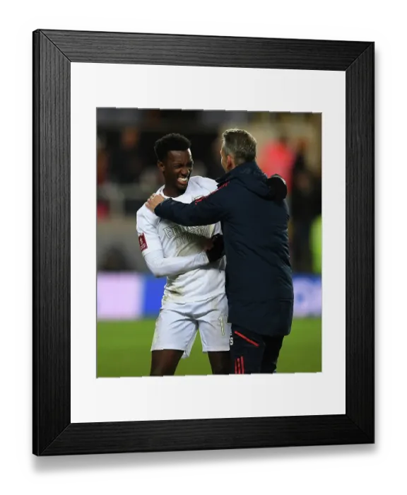 Framed Print : Arsenal's Nketiah and Stuivenberg: FA Cup Victory Celebration vs. Oxford United Framed Print : Arsenal's Nketiah and Stuivenberg: FA Cup Victory Celebration vs. Oxford United
