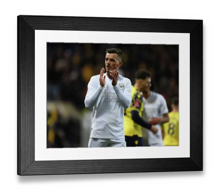 Framed Print : Ben White Celebrates FA Cup Victory with Arsenal over Oxford United