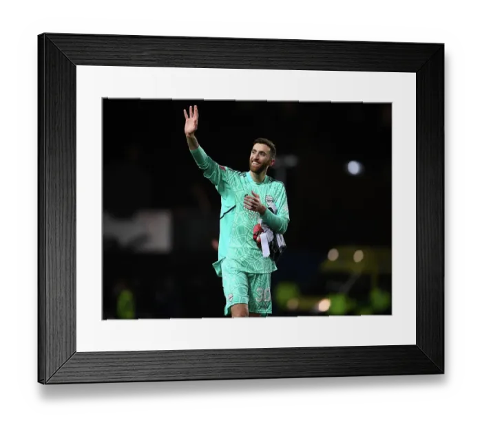 Framed Print : Arsenal's FA Cup Journey: Matt Turner's Emotional Victory Celebration after Oxford United Upset