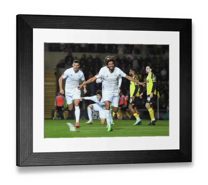 Framed Print : Mo Elneny Scores First Arsenal Goal: Arsenal Advances in FA Cup Against Oxford United