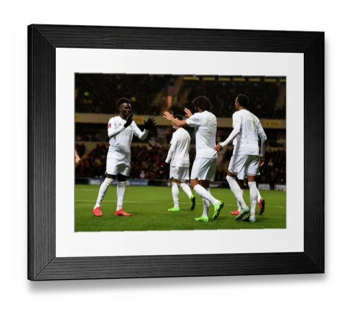 Framed Print : Arsenal's Mo Elneny and Bukayo Saka Celebrate First Goal in FA Cup Third Round Clash vs. Oxford United
