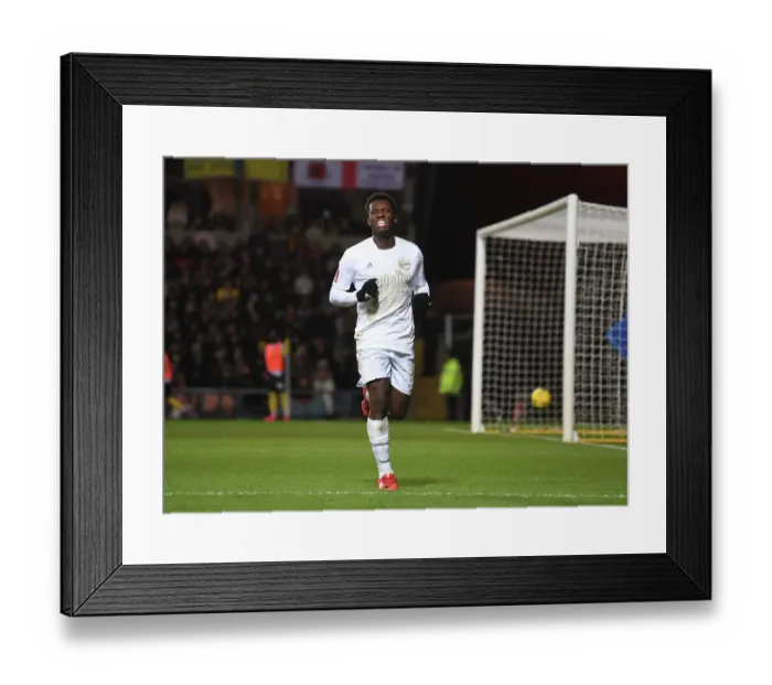 Framed Print : Arsenal's Eddie Nketiah Scores in FA Cup Victory over Oxford United Framed Print : Arsenal's Eddie Nketiah Scores in FA Cup Victory over Oxford United
