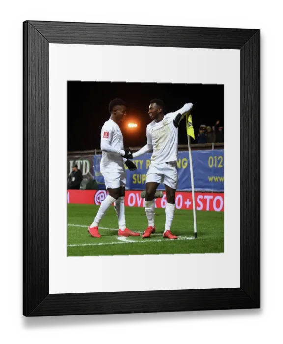 Framed Print : Arsenal's Nketiah and Saka: Celebrating Goals in FA Cup Victory over Oxford United