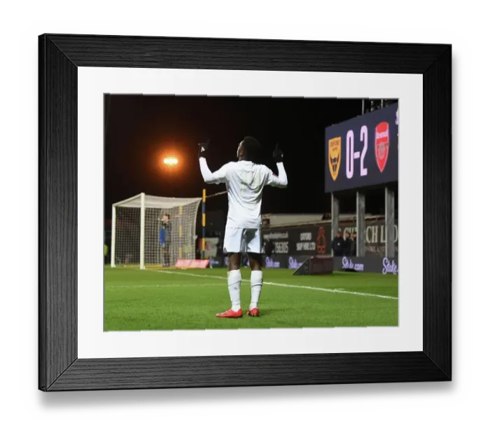 Framed Print : Arsenal's Eddie Nketiah Scores in FA Cup Upset Against Oxford United