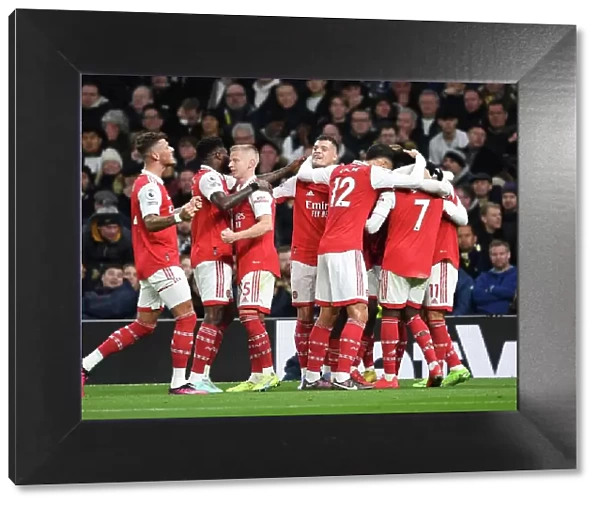 Arsenal's Triumph: Martin Odegaard's Goal Celebration vs. Tottenham, Premier League 2022-23