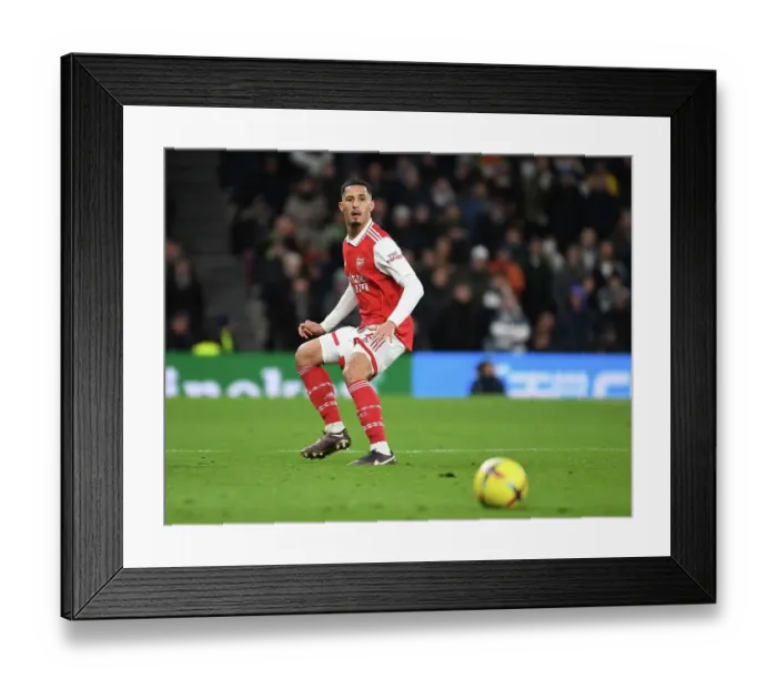 Framed Print : William Saliba at Tottenham Hotspur Stadium: Arsenal vs. Tottenham Premier League Clash, London 2023 Framed Print : William Saliba at Tottenham Hotspur Stadium: Arsenal vs. Tottenham Premier League Clash, London 2023