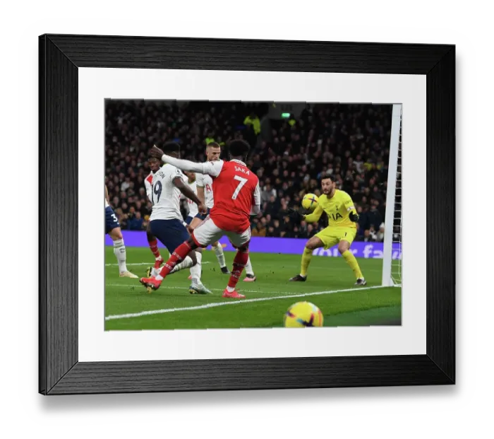Framed Print : Bukayo Saka's Thrilling First Goal: Arsenal Triumphs Over Tottenham in Epic 2022-23 Premier League Match Framed Print : Bukayo Saka's Thrilling First Goal: Arsenal Triumphs Over Tottenham in Epic 2022-23 Premier League Match