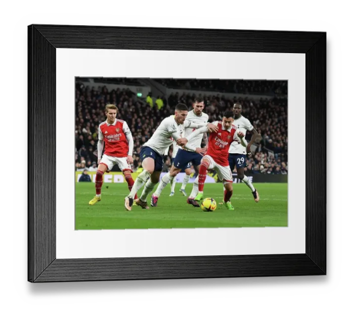 Framed Print : Martinelli vs Docherty: A Premier League Battle - Arsenal vs Tottenham (2022-23)