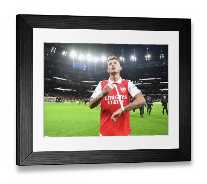 Framed Print : Arsenal's Ben White Post-Match at Tottenham Hotspur Stadium (Premier League 2022-23)