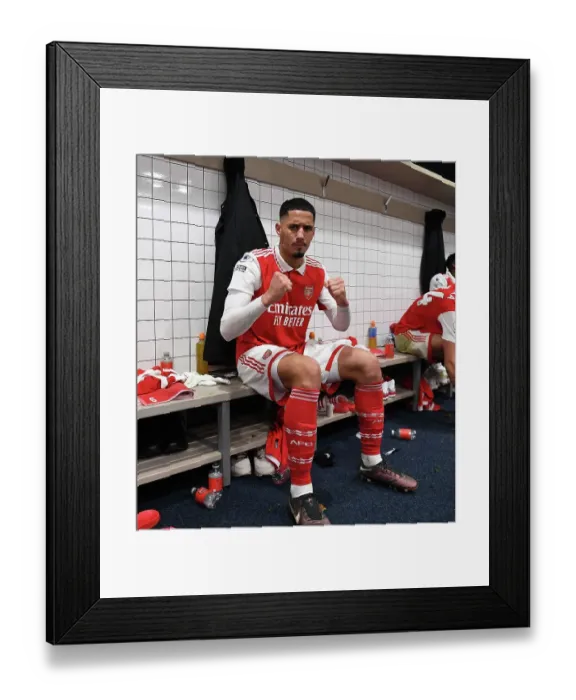 Framed Print : William Saliba's Reaction: Arsenal vs. Tottenham Hotspur, Premier League 2022-23