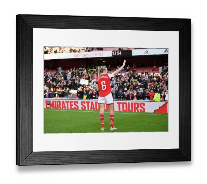 Framed Print : Arsenal Women's Historic FA WSL Victory: Leah Williamson Celebrates with Adoring Fans at Emirates Stadium