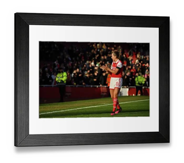 Framed Print : Arsenal Women Triumph Over Chelsea: Katie McCabe Celebrates FA Women's Super League Victory at Emirates Stadium Framed Print : Arsenal Women Triumph Over Chelsea: Katie McCabe Celebrates FA Women's Super League Victory at Emirates Stadium