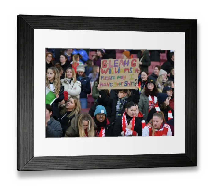Framed Print : Arsenal Fans Cheer at Emirates Stadium: Arsenal Women vs. Chelsea Women, Barclays WSL, London 2023 Framed Print : Arsenal Fans Cheer at Emirates Stadium: Arsenal Women vs. Chelsea Women, Barclays WSL, London 2023