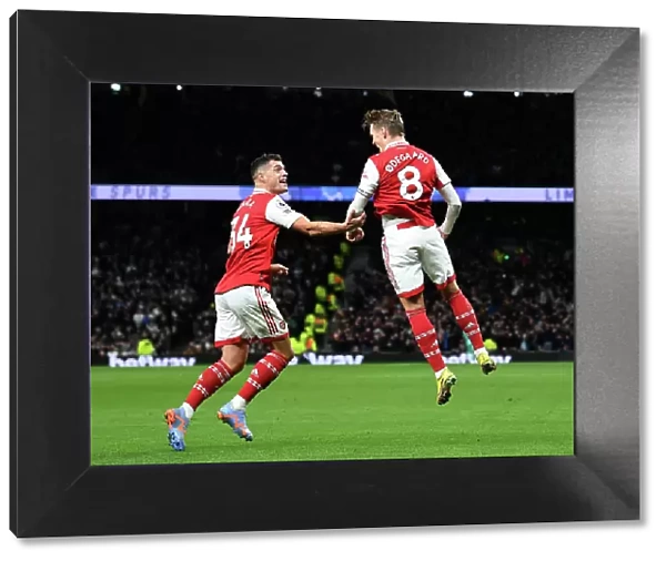 Arsenal's Unstoppable Duo: Odegaard and Xhaka's Euphoric Victory Moment Against Tottenham (2022-23)