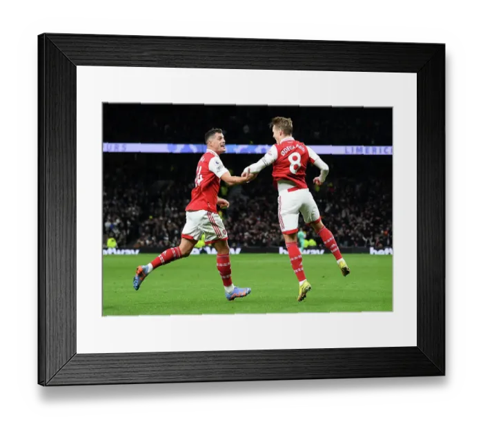 Framed Print : Unstoppable Duo: Odegaard and Xhaka's Unforgettable Goal Celebration in Arsenal's Triumph over Tottenham (2022-23) Framed Print : Unstoppable Duo: Odegaard and Xhaka's Unforgettable Goal Celebration in Arsenal's Triumph over Tottenham (2022-23)