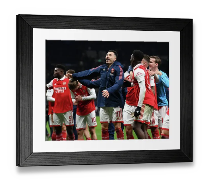 Framed Print : Arsenal Celebrate Win Against Tottenham Hotspur in Premier League Clash (2022-23)