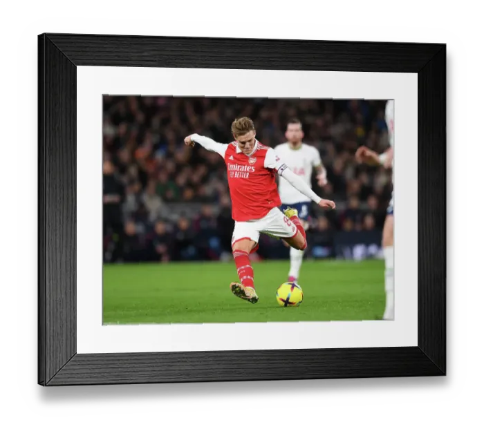 Framed Print : Martin Odegaard's Thrilling Scores: Arsenal's Victory in the London Derby vs Tottenham, Premier League 2022-23